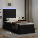 Letto con contenitore e LED Nero 90 x 190 cm Pelle Sintetica