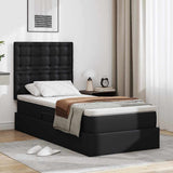 Letto con contenitore e LED Nero 90 x 190 cm Pelle Sintetica