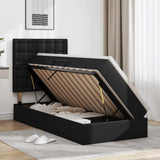 Letto con contenitore e LED Nero 90 x 190 cm Pelle Sintetica