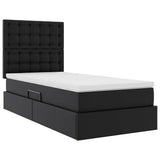 Letto con contenitore e LED Nero 90 x 190 cm Pelle Sintetica