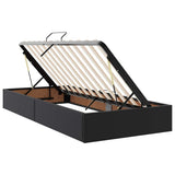 Letto con contenitore e LED Nero 90 x 190 cm Pelle Sintetica