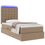 Letto con contenitore e LED con testiera Cappuccino 90 x 190 cm