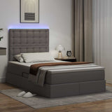 Letto con contenitore e LED Grigio 120 x 200 cm Pelle Sintetica