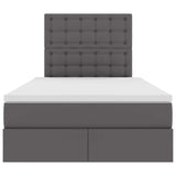 Letto con contenitore e LED Grigio 120 x 200 cm Pelle Sintetica