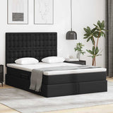 Letto con luci a strisce a LED Nero 140 x 190 cm PVC