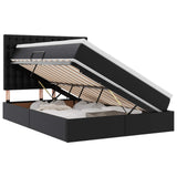 Letto con luci a strisce a LED Nero 140 x 190 cm PVC