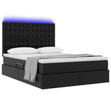 Letto con luci a strisce a LED Nero 140 x 190 cm PVC