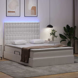 Letto con contenitore e LED Bianco Puro 140 x 190 cm