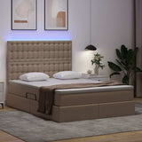 Letto con contenitore e LED Cappuccino 140 x 190 cm