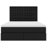 Letto con contenitore e LED Nero 140 x 200 cm Pelle Sintetica