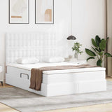 Letto con contenitore e LED Bianco Puro 140 x 200 cm
