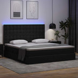 Letto con contenitore e LED Nero 160 x 200 cm Pelle Sintetica