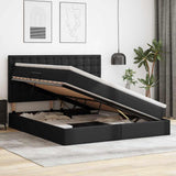 Letto con contenitore e LED Nero 160 x 200 cm Pelle Sintetica