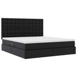 Letto con contenitore e LED Nero 160 x 200 cm Pelle Sintetica