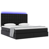 Letto con contenitore e LED Nero 160 x 200 cm Pelle Sintetica