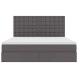 Letto con contenitore e LED Grigio 180 x 200 cm Pelle Sintetica