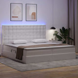 Letto con contenitore e LED Bianco Puro 200 x 200 cm