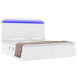 Letto con contenitore e LED Bianco Puro 200 x 200 cm
