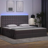 Letto con contenitore e LED Grigio 200 x 200 cm Pelle Sintetica