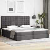 Letto con contenitore e LED Grigio 200 x 200 cm Pelle Sintetica