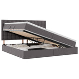 Letto con contenitore e LED Grigio 200 x 200 cm Pelle Sintetica
