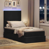 Letto con contenitore e LED con led Nero 90 x 190 cm Poliestere