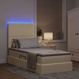 Letto con contenitore e LED Crema 90 x 190 cm Poliestere