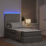 Letto con contenitore e LED con led Grigio chiaro 90 x 200 cm