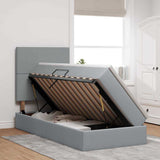 Letto con contenitore e LED con led Grigio chiaro 90 x 200 cm
