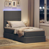 Letto con contenitore e LED Grigio scuro 90 x 200 cm Poliestere