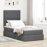 Letto con contenitore e LED Grigio scuro 90 x 200 cm Poliestere