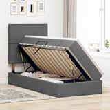 Letto con contenitore e LED Grigio scuro 90 x 200 cm Poliestere