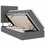 Letto con contenitore e LED Grigio scuro 90 x 200 cm Poliestere