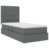 Letto con contenitore e LED Grigio scuro 90 x 200 cm Poliestere