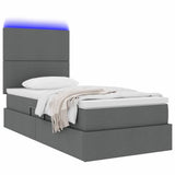 Letto con contenitore e LED Grigio scuro 90 x 200 cm Poliestere