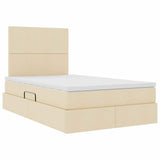 Letto con luci a strisce a LED Crema 120 x 200 cm Tessuto