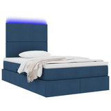 Letto con luci a strisce a LED Blu 120 x 200 cm Tessuto
