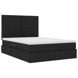Letto con luci a strisce a LED Nero 140 x 190 cm Tessuto