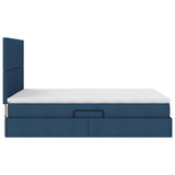 Letto con contenitore e LED con led Blu 140 x 190 cm Poliestere