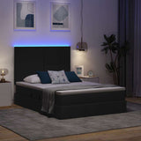 Letto con luci a strisce a LED Nero 140 x 200 cm Tessuto