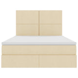 Letto con luci a strisce a LED Crema 140 x 200 cm Tessuto