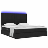 Letto con luci a strisce a LED Nero 160 x 200 cm Tessuto