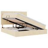 Letto con luci a strisce a LED Crema 160 x 200 cm Tessuto