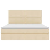 Letto con luci a strisce a LED Crema 160 x 200 cm Tessuto