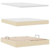 Letto con luci a strisce a LED Crema 160 x 200 cm Tessuto