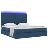 Letto con luci a strisce a LED Blu 160 x 200 cm Tessuto