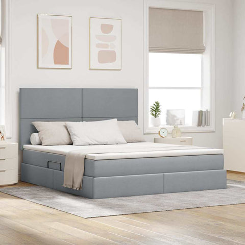 Letto con testiera Grigio chiaro 180 x 200 cm Tessuto