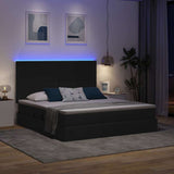 Letto con luci a strisce a LED Nero 180 x 200 cm Tessuto