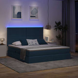Letto con luci a strisce a LED Blu 180 x 200 cm Tessuto