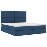 Letto con luci a strisce a LED Blu 180 x 200 cm Tessuto